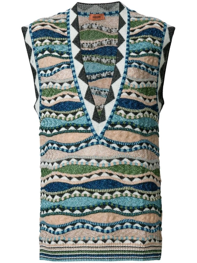 Missoni V-neck Striped Knit Vest - Multicolour