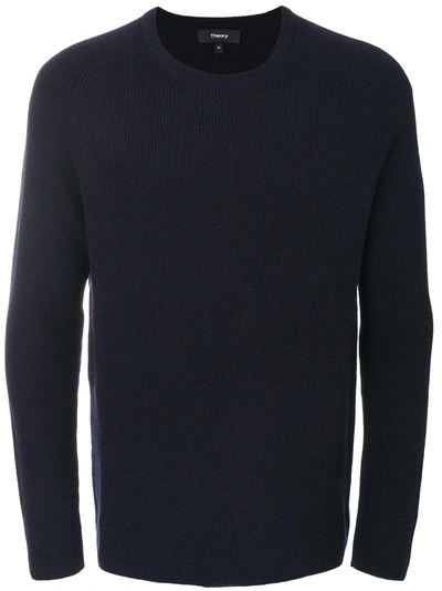 Theory Ribbed Raglan Sweater In Blue