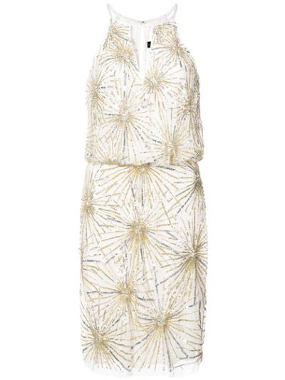 Aidan Mattox Beaded Blouson Cocktail Dress In Ivory