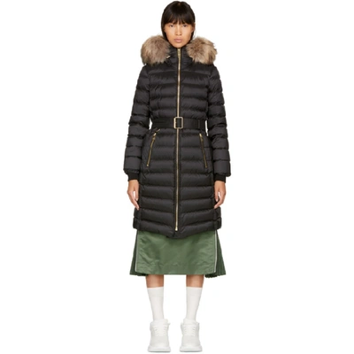 Burberry Detachable Fur Trim Down-filled Puffer Coat With Hood In Black