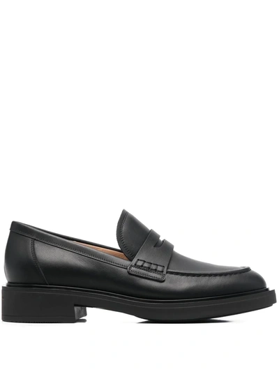 Gianvito Rossi Black Leather Harris Loafers