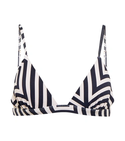 Alexandra Miro Black And White Sienna Boxes Print Bikini Top In Cream/black