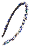 L Erickson Positano Multicolor Beaded Skinny Headband In Blue Multi