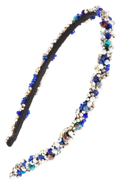 L Erickson Positano Multicolor Beaded Skinny Headband In Blue Multi