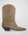 Isabel Marant Duerto Suede Western Boots In Nude & Neutrals