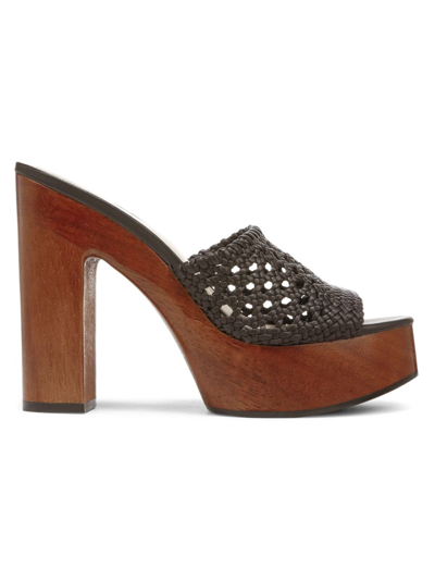 Veronica Beard Guadalupe Braided Leather Platform Sandals In Hazelwood