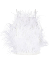 Cult Gaia Joey Ostrich Feather Halter Top In White