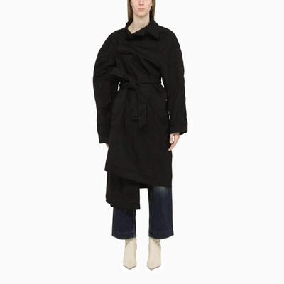 Balenciaga Black Belted Oversize Trench Coat