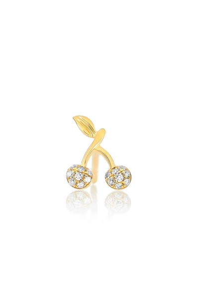 Ef Collection Single Diamond Mini Cherry Stud Earring In 14k Yellow Gold