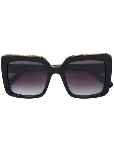 Stella Mccartney Eyewear Black Oversized Chain Trim Square Sunglasses