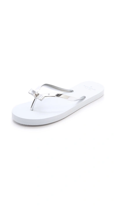 Kate Spade 'happily' Flip Flop In Silver/ White