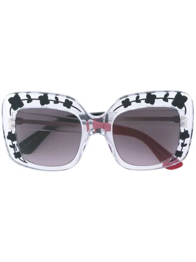 Gucci Oversize Etched Square-frame Sunglasses In White
