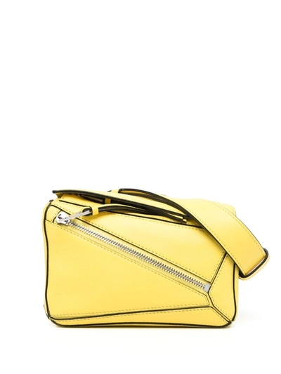 Loewe Puzzle Mini Leather Belt Bag In Yellow