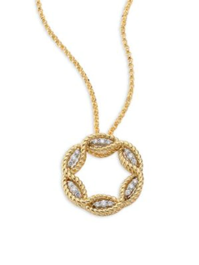 Roberto Coin 18k White And Yellow Gold New Barocco Diamond Pendant Necklace, 18 In White/yellow