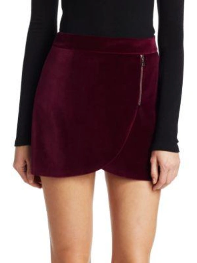 Alice And Olivia Lennon Velvet Mini Skirt In Merlot