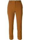 Theory Cropped Cuff Hem Trousers - Brown