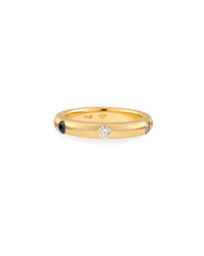 Adolfo Courrier 18k Yellow Gold Ring With Brown & Black Diamonds
