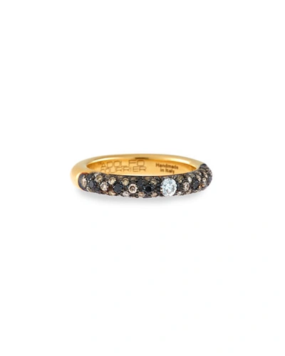 Adolfo Courrier 18k Yellow Gold Ring With Black & White Diamonds