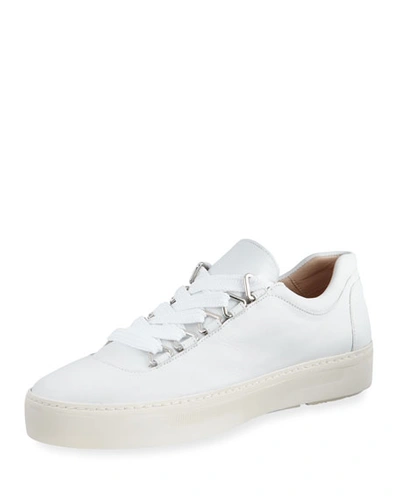 Stuart Weitzman Gaming Lace-up Napa Leather Sneakers In White