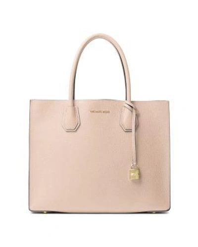 Michael Michael Kors Mercer Convertible Large Leather Tote In Soft Pink/gold