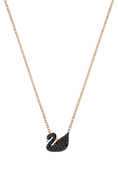 Swarovski Iconic Swan Pendant Necklace In Black