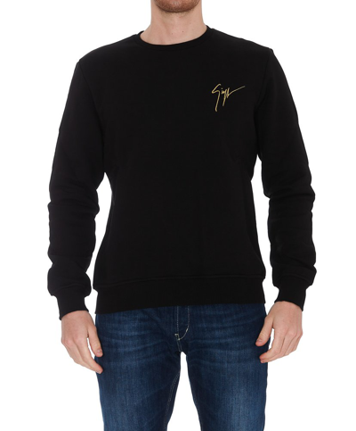 Giuseppe Zanotti Logo-embroidered Cotton Sweatshirt In Black