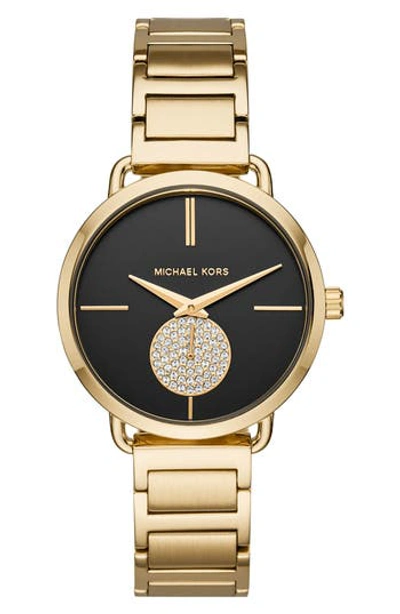 Michael Kors Portia Round Bracelet Watch, 36.5mm In Black/gold