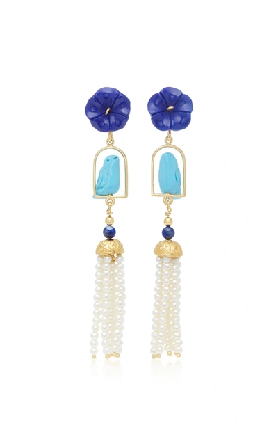 Of Rare Origin Women's Swingers 18k Yellow Gold Vermeil; Lapis; Turquoise And Pearl Earrings In Blue