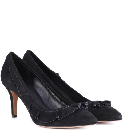 Isabel Marant Poween Ruffle Detail Suede Pumps In Black