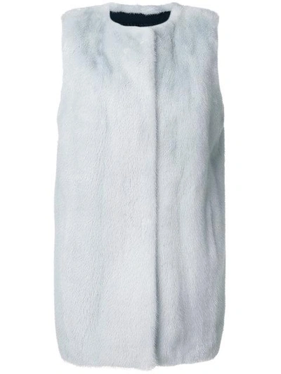 Yves Salomon Long Mink Fur Gilet In Blue