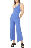 Free People Waverly One-shoulder Rib Jumpsuit In Birdsong Blue
