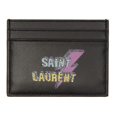 Saint Laurent Black Leather Card Holder With Studs Eclair