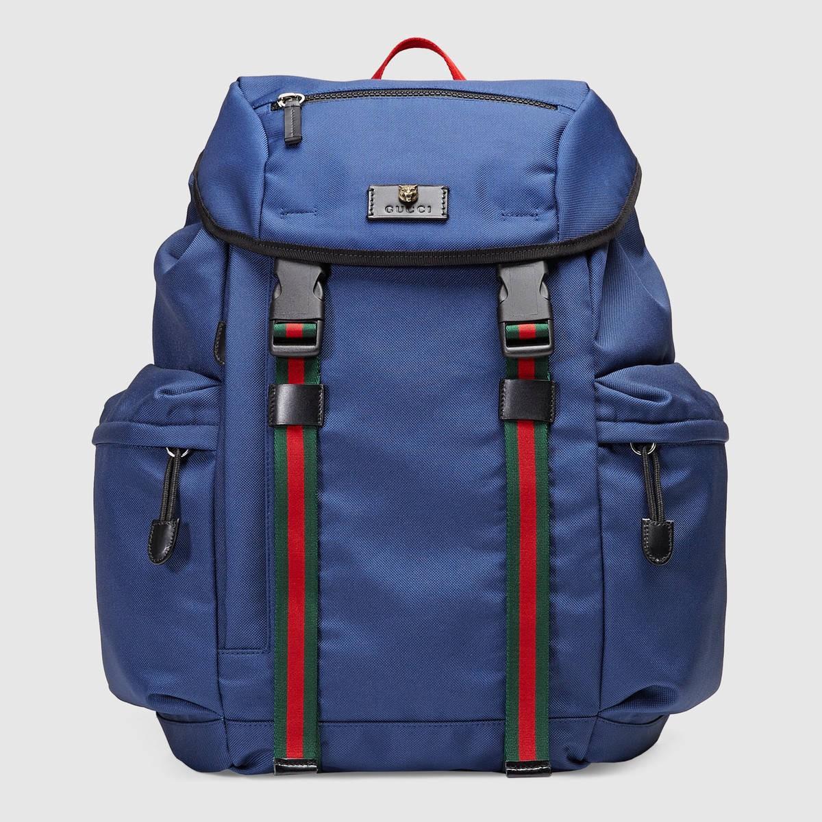 Gucci Techno Canvas Backpack In Blue | ModeSens