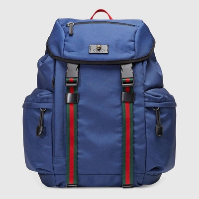 Gucci Techno Canvas Backpack In Blue