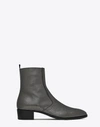 Saint Laurent Wyatt Metallic Full-grain Leather Boots In Silver