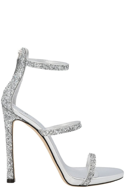 Giuseppe Zanotti Harmony Glitter-detail Heeled Sandals In Silver