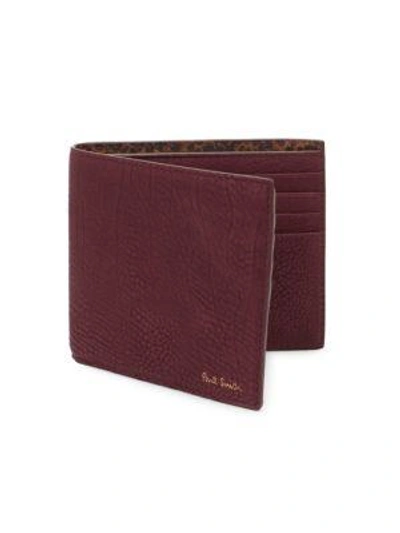 Paul Smith Textured Leather Bifold Wallet In Burgundy