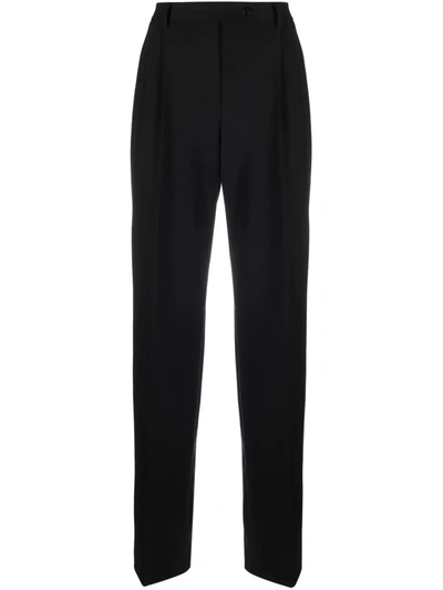 Alberta Ferretti Mid-rise Tailored Wool Trousers In Black