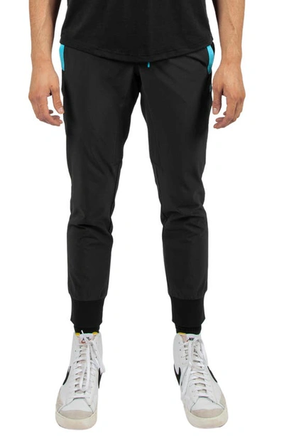 D.rt Sylk Pocket Joggers In Black/ Turquoise