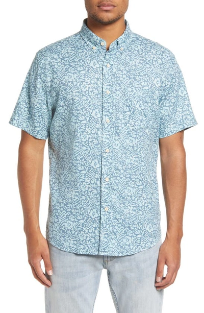 Faherty Breeze Short Sleeve Button-up Shirt In Blue