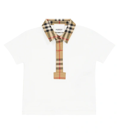 Burberry Baby Vintage Check Cotton Polo Shirt In White