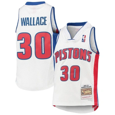 Mitchell & Ness Kids' Youth  Rasheed Wallace White Detroit Pistons 2003/04 Hardwood Classics Swingman Jerse