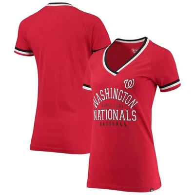 New Era Red Washington Nationals Raglan V-neck T-shirt