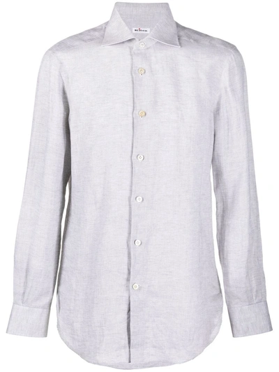 Kiton Cutaway-collar Linen Shirt In Grey | ModeSens