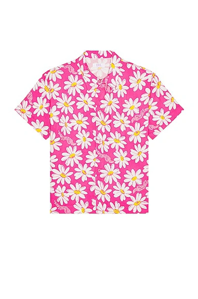Erl Floral Short Sleeve Shirt In Pink