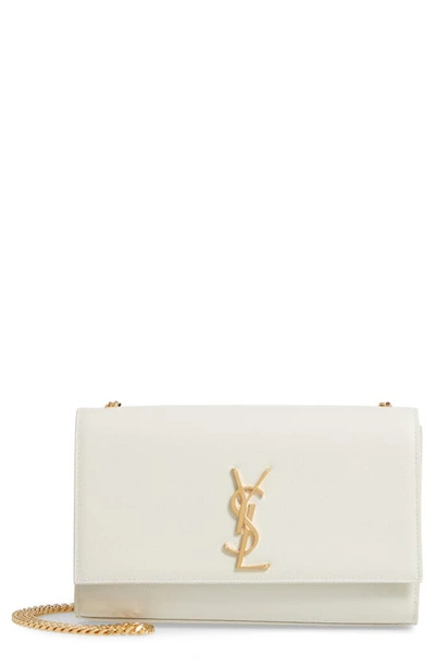 Saint Laurent Medium Kate Leather Chain Shoulder Bag In Crema Soft