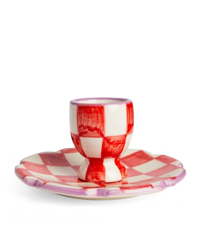 Vaisselle Eggcellent Egg Cup And Plate (19cm) In Multi