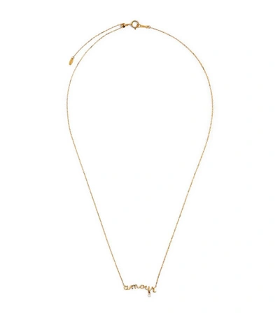 Persée Yellow Gold And Diamond Around The Words Amour Necklace