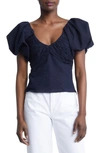 Frame Puff-sleeve Blouse In Blue