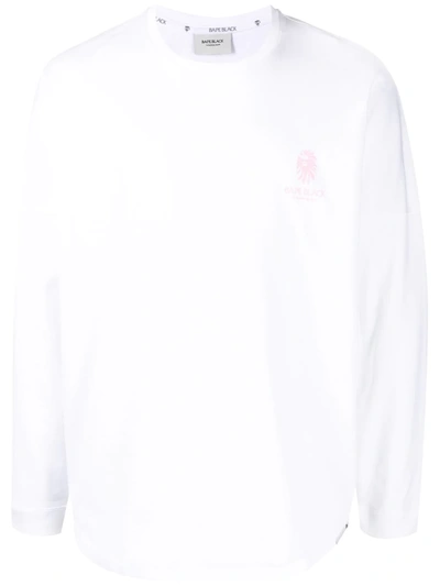 Bape Black *a Bathing Ape® Logo-print Long-sleeve T-shirt In White